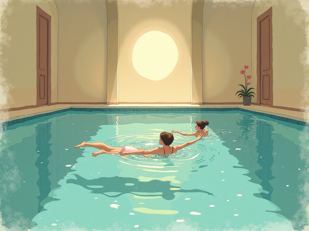 Ilustracja snu: basen nocą