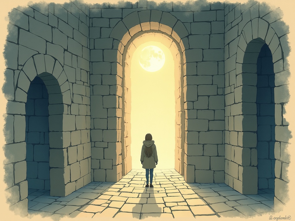 Ilustracja snu: ciemny labirynt