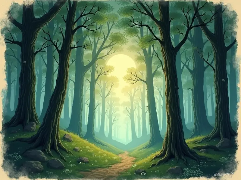 Ilustracja snu: las nocą